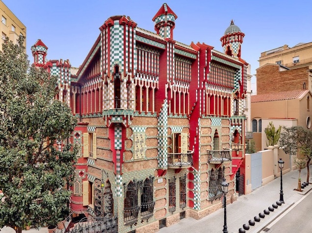 Casa Vicens colourful facade in Barcelona, designed by Antoni Gaudí