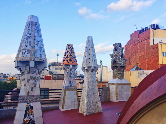 Palau Güell rooftop chimney in Barcelona, designed by Antoni Gaudí
